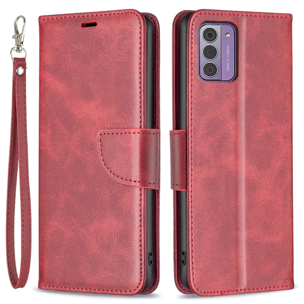 Калъф тефтер Leather Wallet за Nokia G42, Тъмно червен