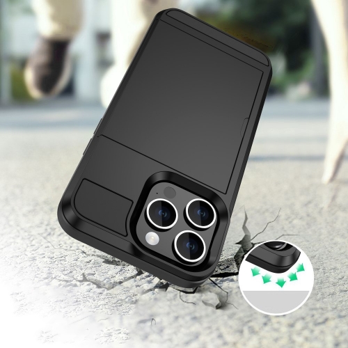 Удароустойчив калъф Sliding Card за iPhone 15, Черен