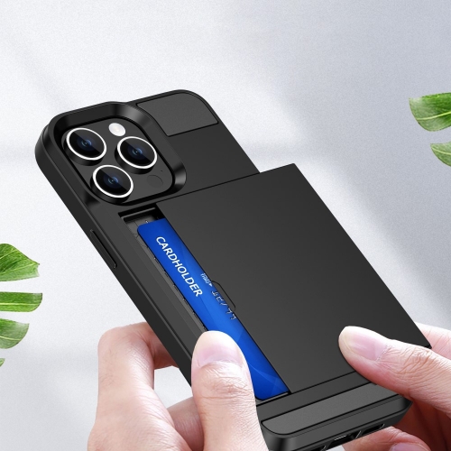 Удароустойчив калъф Sliding Card за iPhone 15 Pro Max, Черен