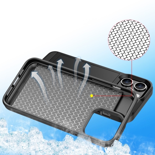 Удароустойчив калъф Sliding Card за iPhone 15 Pro Max, Черен