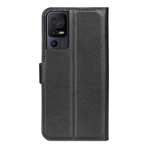Калъф Тефтер Litchi Texture за TCL 40 SE, Черен