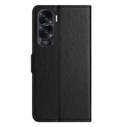 Калъф Тефтер Litchi Texture за Huawei Honor 90 Lite 5G/X50i 5G, Черен