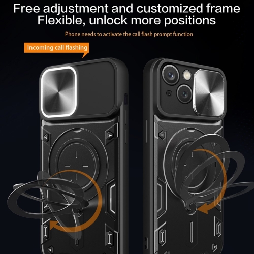 Удароустойчив калъф Rotating Kickstand за iPhone 15, Черен