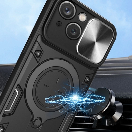 Удароустойчив калъф Rotating Kickstand за iPhone 15, Черен