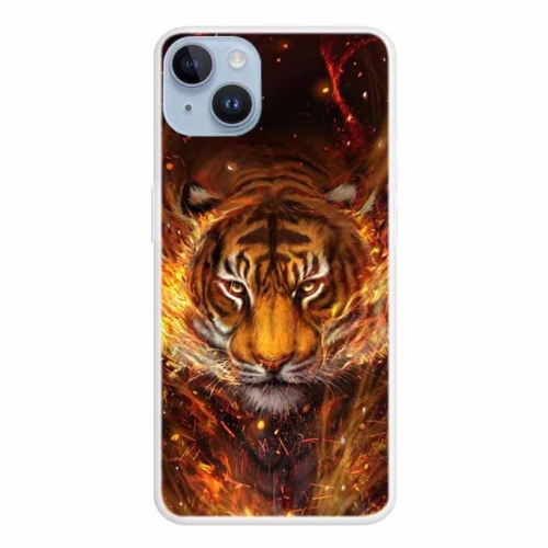 Силиконов калъф за iPhone 15, Огнен тигър