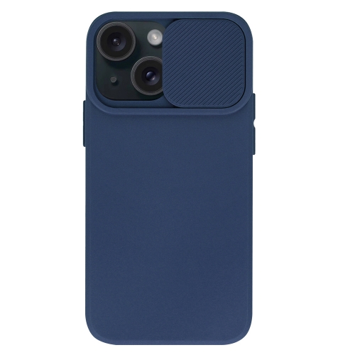 Силиконов калъф Camshield Soft за iPhone 15, Тъмно син