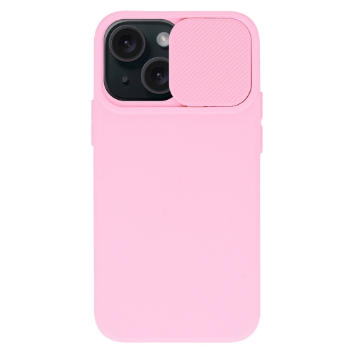 Силиконов калъф Camshield Soft за iPhone 15, Светло розов