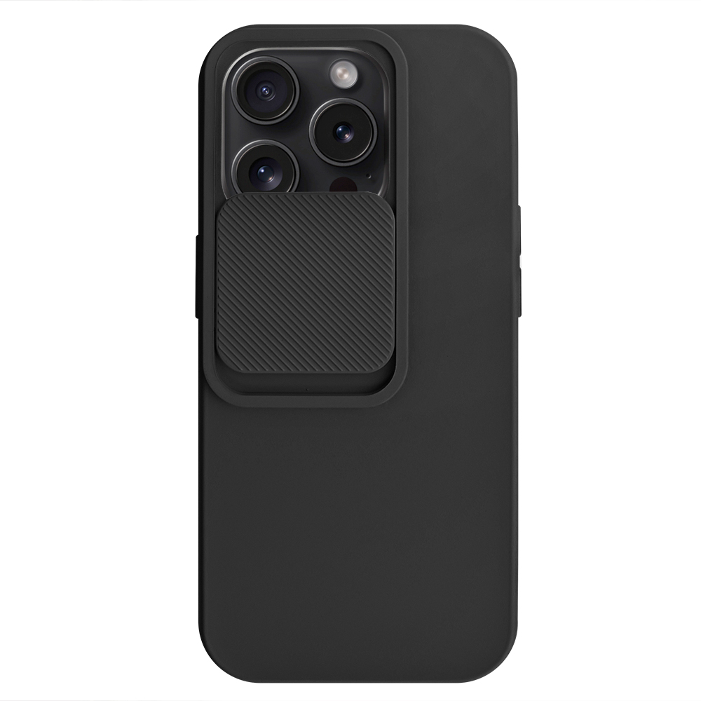 Силиконов калъф Camshield Soft за iPhone 15 Pro, Черен