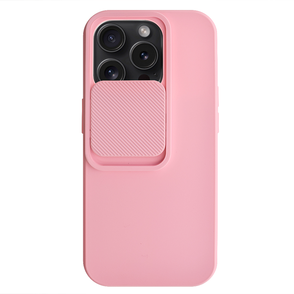 Силиконов калъф Camshield Soft за iPhone 15 Pro, Светло розов
