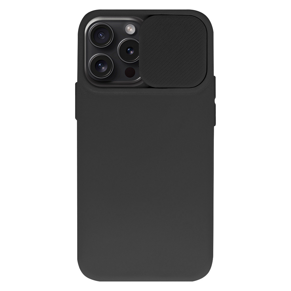 Силиконов калъф Camshield Soft за iPhone 15 Pro Max, Черен