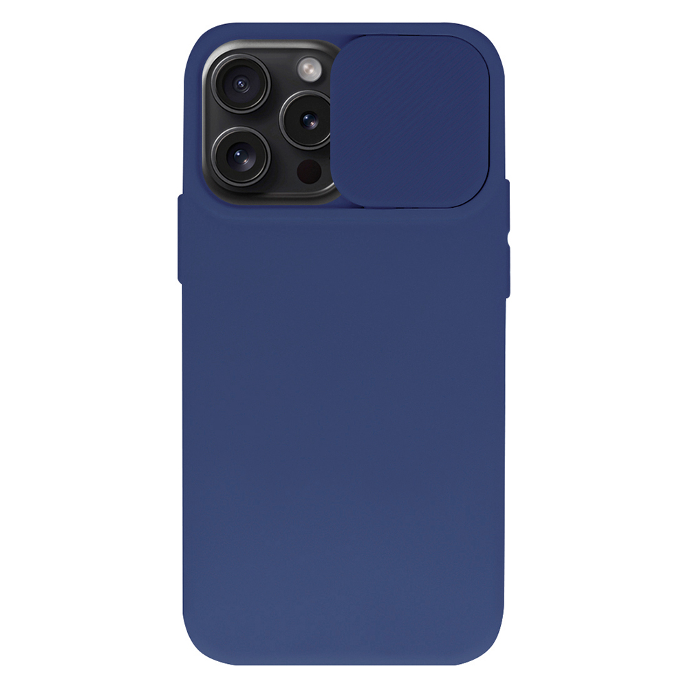 Силиконов калъф Camshield Soft за iPhone 15 Pro Max, Тъмно син
