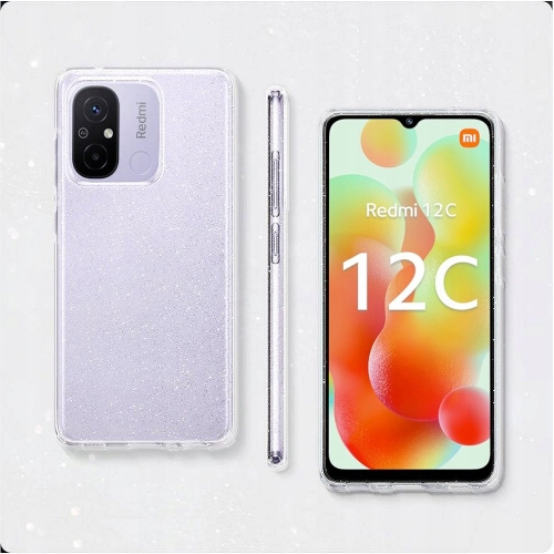 Силиконов калъф Crystal Glitter за Xiaomi Redmi 12C, Сребристи частици