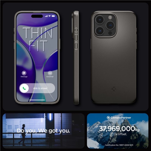 Калъф Spigen Thin Fit за iPhone 15 Pro, ACS06686, Черен