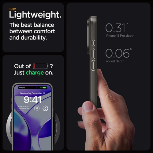 Калъф Spigen Thin Fit за iPhone 15 Pro, ACS06686, Черен