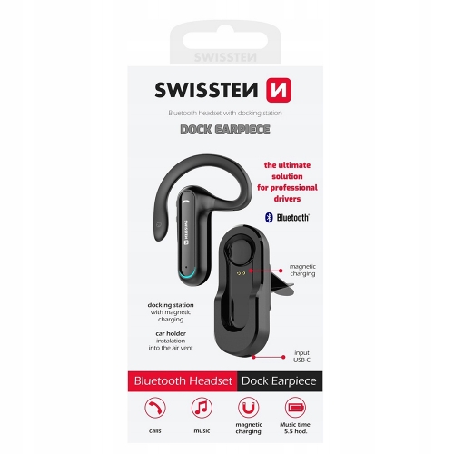 Слушалка Bluetooth Handsfree SWISSTEN Dock Earpiece, Черен