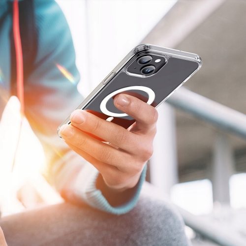 Удароустойчив калъф MagSF за iPhone 15 Plus, Прозрачен
