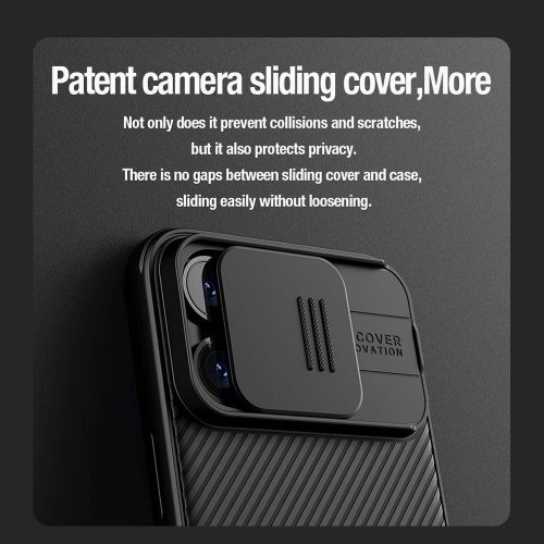 Удароустойчив калъф Nillkin CamShield за iPhone 15 Pro, Черен