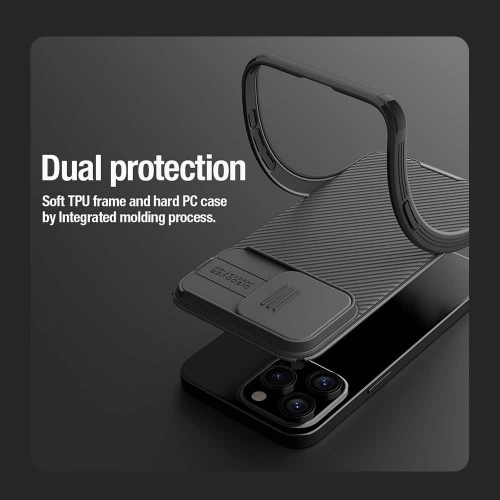 Удароустойчив калъф Nillkin CamShield за iPhone 15 Pro, Черен
