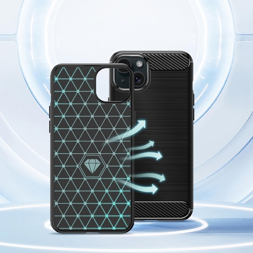 Силиконов калъф Carbon Fibre Brushed за iPhone 15 Plus, Черен