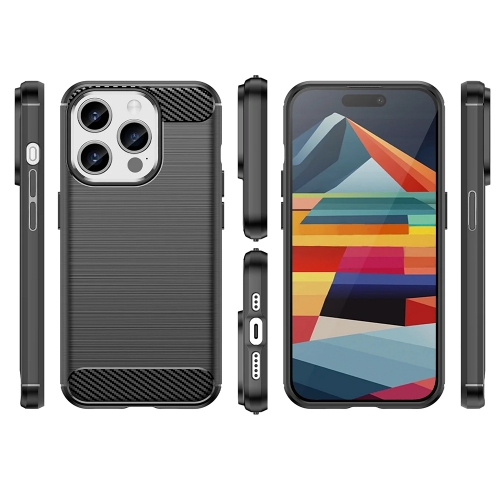 Силиконов Калъф Carbon Fibre Brushed за iPhone 15 Pro, Черен