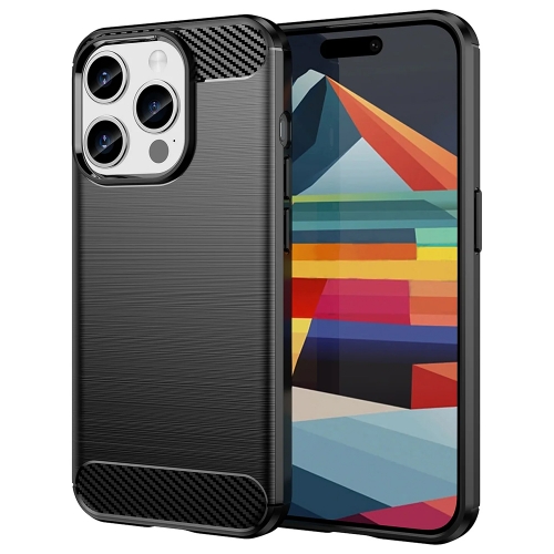 Силиконов Калъф Carbon Fibre Brushed за iPhone 15 Pro Max, Черен