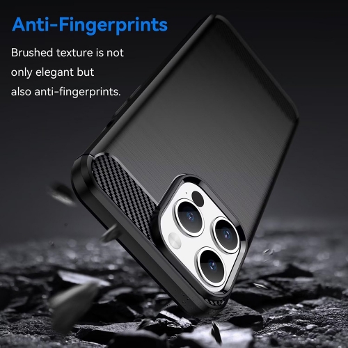Силиконов Калъф Carbon Fibre Brushed за iPhone 15 Pro Max, Черен