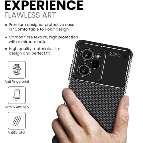 Силиконов Калъф Carbon Fibre Texture за Xiaomi Poco X5 Pro, Черен