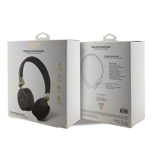 Безжични слушалки GUESS, PU 4G Metal Logo, Bluetooth, Stereo, GUBH704GEMW, Кафяв
