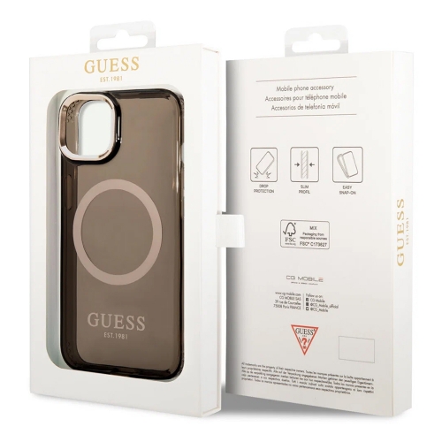 Калъф GUESS, Translucent MagSafe Compatible за iPhone 14, GUHMP14SHTCMK, Черен