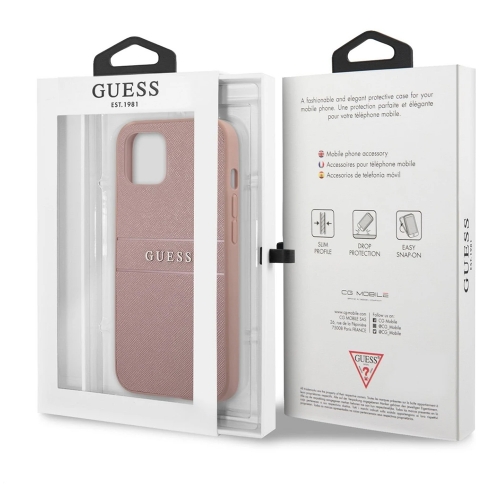 Калъф GUESS, PU Leather Saffiano за iPhone 14, GUHCP14SPSASBPI, Розов