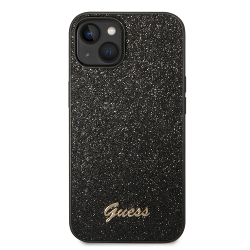 Калъф GUESS, Glitter Flakes Metal Logo за iPhone 14 Plus, GUHCP14MHGGSHK, Черен
