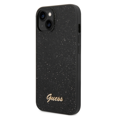 Калъф GUESS, Glitter Flakes Metal Logo за iPhone 14 Plus, GUHCP14MHGGSHK, Черен