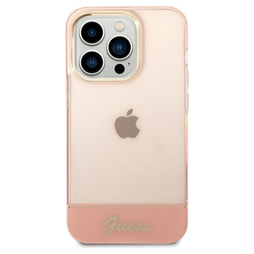 Калъф GUESS Camera Outline Translucent за iPhone 14 Pro, GUHCP14LHGCOP, Розов