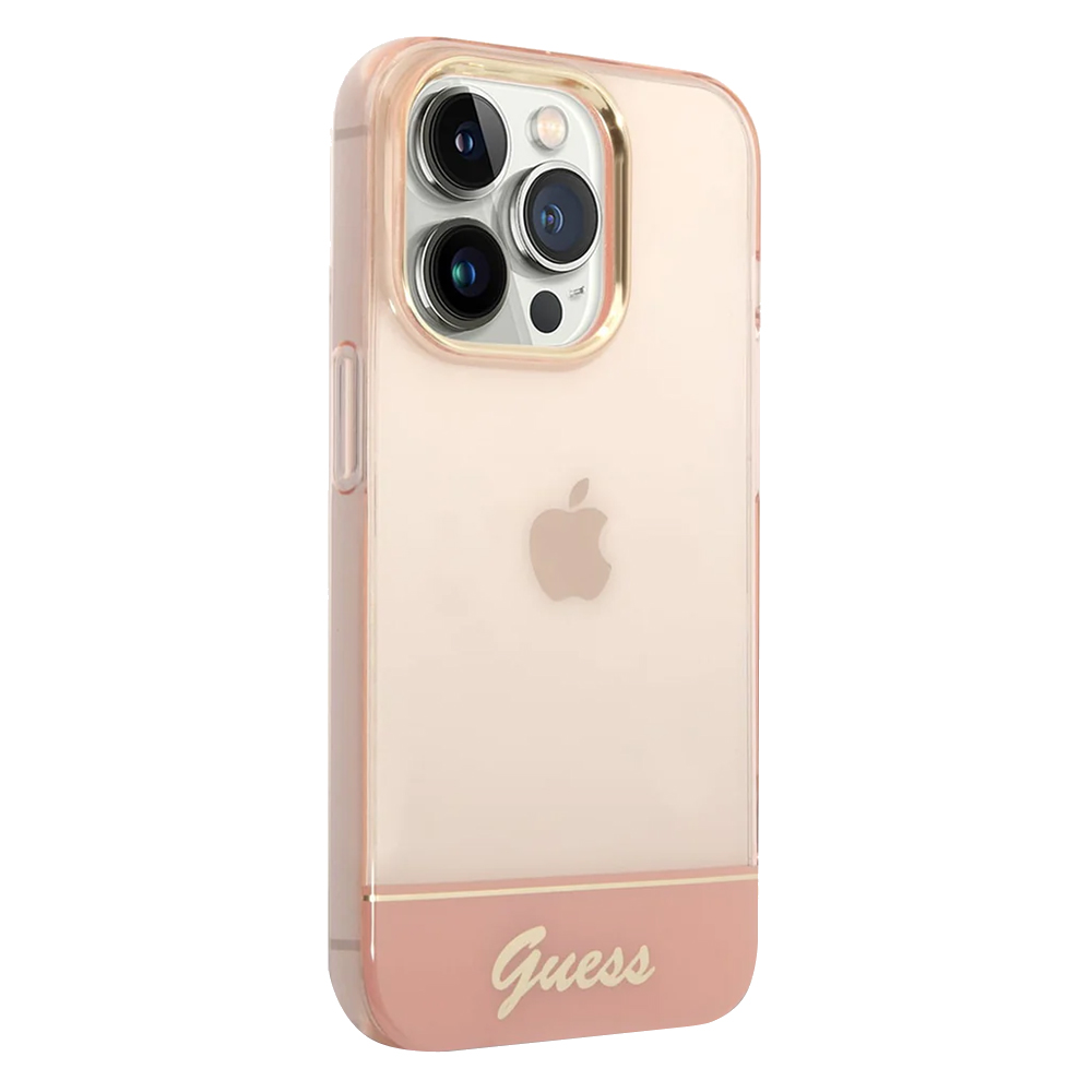 Калъф GUESS Camera Outline Translucent за iPhone 14 Pro Max, GUHCP14XHGCOP, Розов