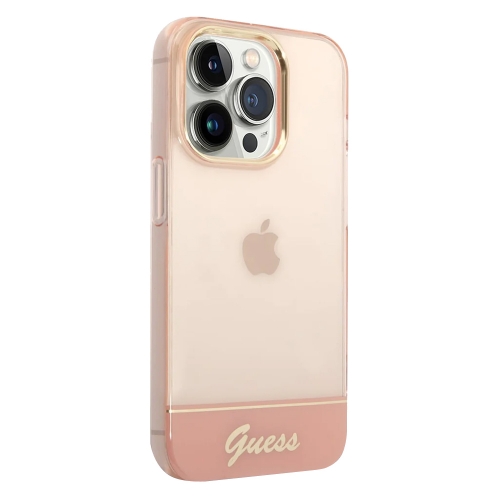 Калъф GUESS Camera Outline Translucent за iPhone 14 Pro Max, GUHCP14XHGCOP, Розов