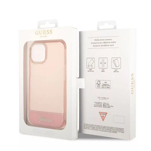 Калъф GUESS Camera Outline Translucent за iPhone 14 Pro Max, GUHCP14XHGCOP, Розов