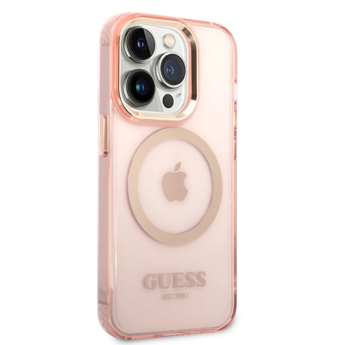Калъф GUESS, Translucent MagSafe Compatible за iPhone 14 Pro Max, GUHMP14XHTCMP, Розов