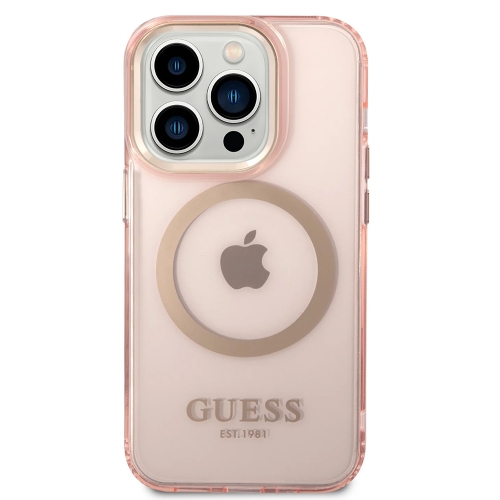 Калъф GUESS, Translucent MagSafe Compatible за iPhone 14 Pro Max, GUHMP14XHTCMP, Розов
