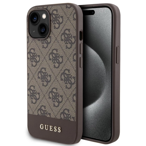 Калъф GUESS, 4G Stripe за iPhone 15, GUHMP15SG4GLBR, Кафяв