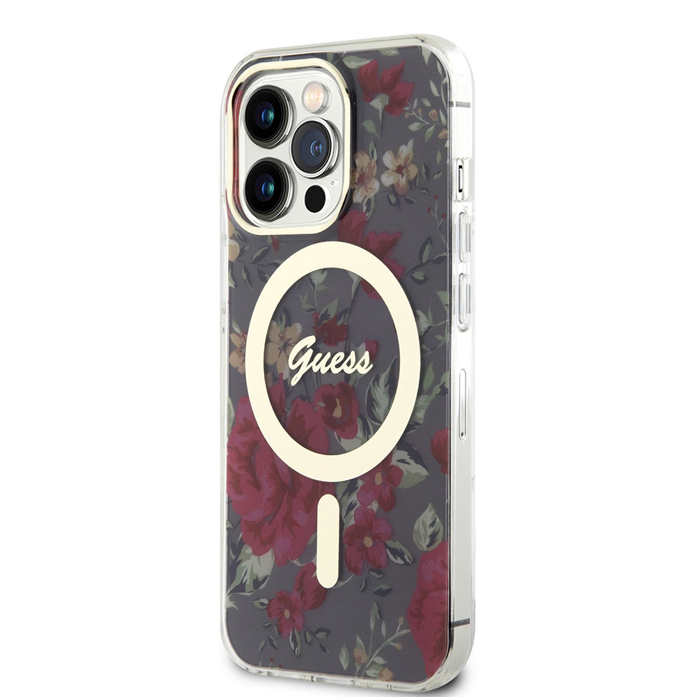 Калъф GUESS, Flowers IML MagSafe Compatible за iPhone 13 Pro, GUHMP13LHCFWSA, Цветя