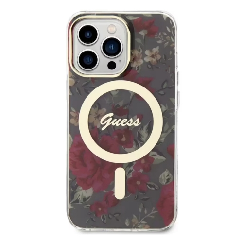 Калъф GUESS, Flowers IML MagSafe Compatible за iPhone 13 Pro, GUHMP13LHCFWSA, Цветя