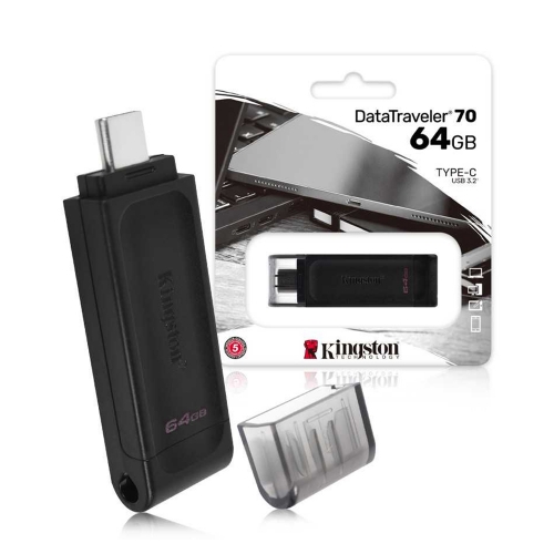 Флаш памет KINGSTON, 64GB, 3.2, TYPE-C, DT70, Черен