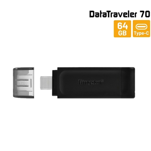 Флаш памет KINGSTON, 64GB, 3.2, TYPE-C, DT70, Черен