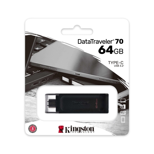 Флаш памет KINGSTON, 64GB, 3.2, TYPE-C, DT70, Черен