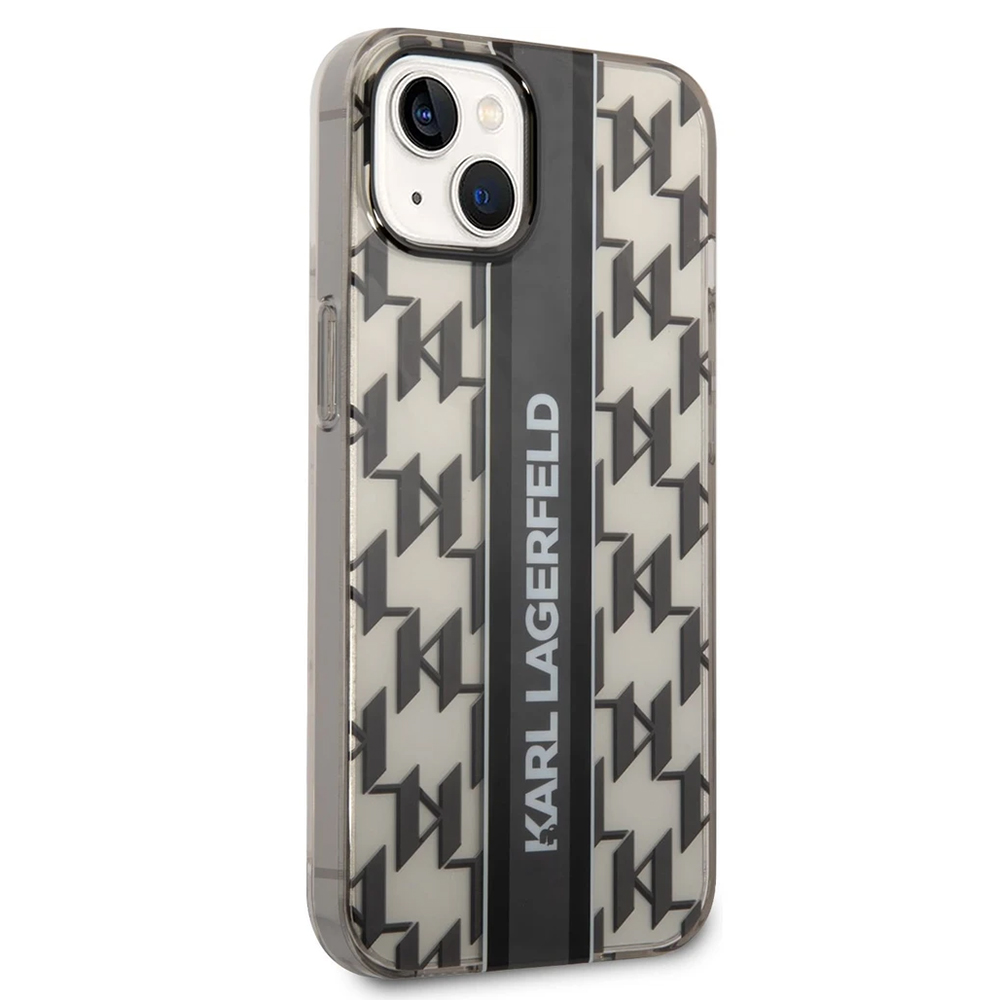 Калъф Karl Lagerfeld, Monogram Vertical Stripe за iPhone 14 Plus, KLHCP14MHKLSPCK, Черен