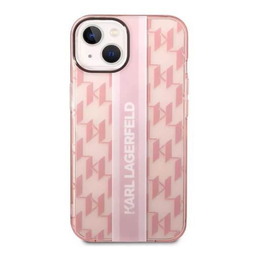 Калъф Karl Lagerfeld, Monogram Vertical Stripe за iPhone 14 Plus, KLHCP14MHKLSPCP, Розов