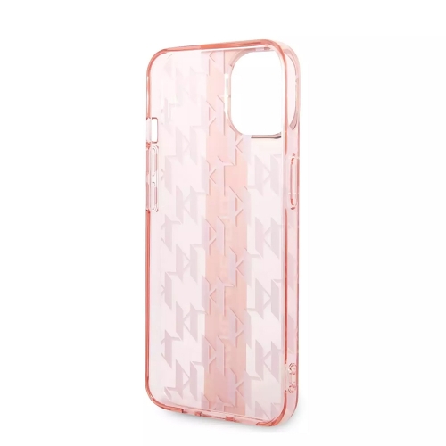 Калъф Karl Lagerfeld, Monogram Vertical Stripe за iPhone 14 Plus, KLHCP14MHKLSPCP, Розов