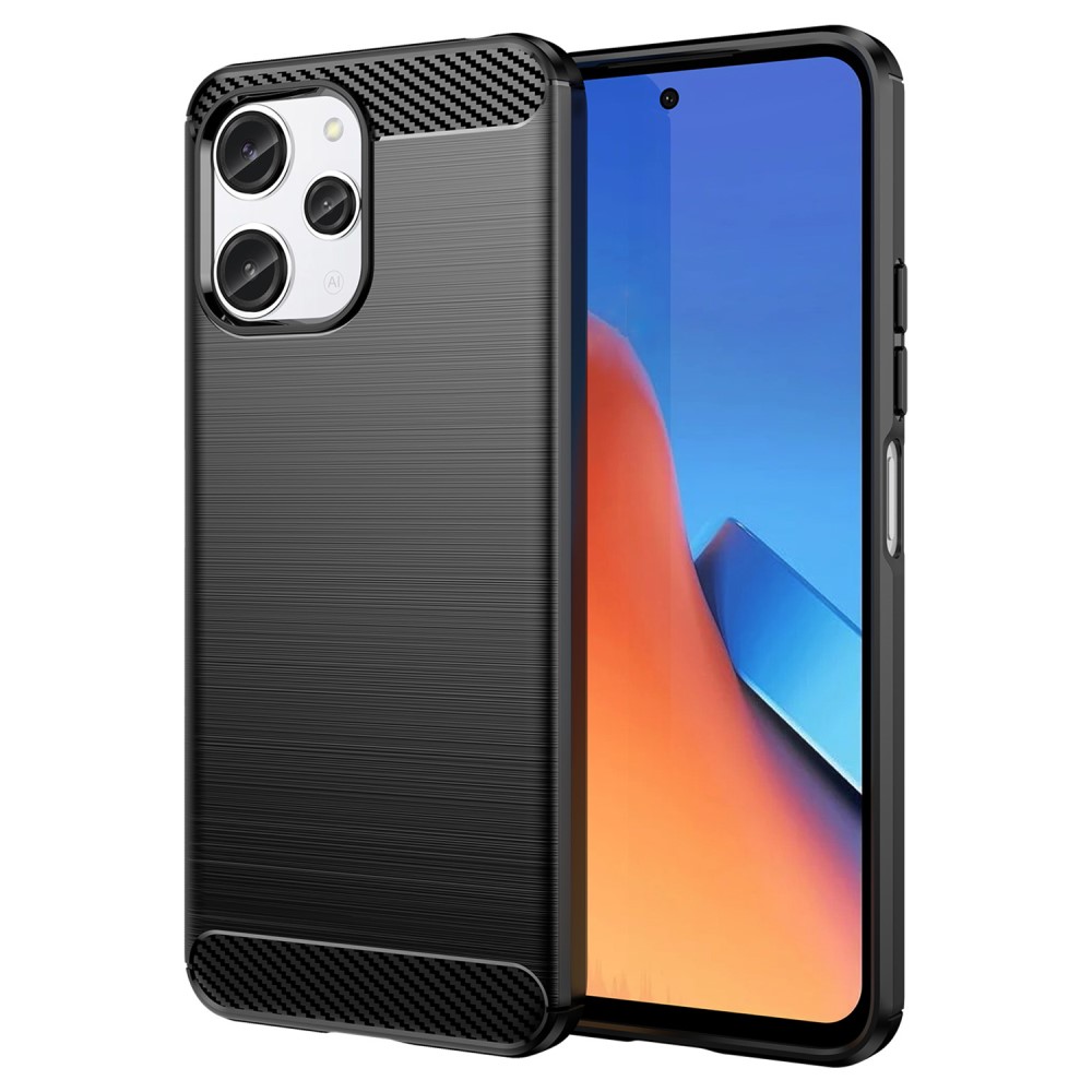 Силиконов Калъф Carbon Fibre Brushed за Xiaomi Redmi 12 4G, Черен
