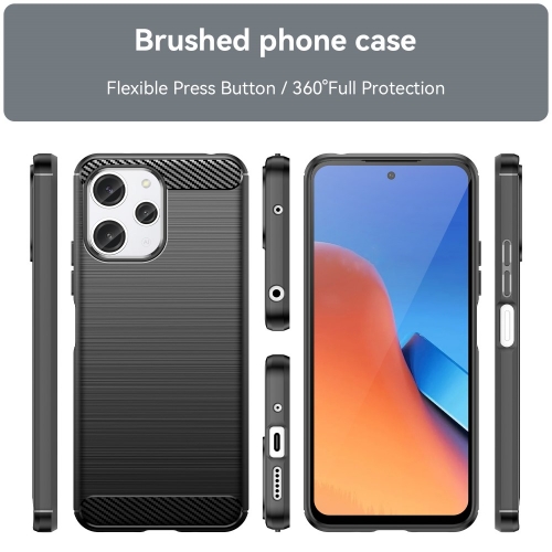 Силиконов Калъф Carbon Fibre Brushed за Xiaomi Redmi 12 4G, Черен