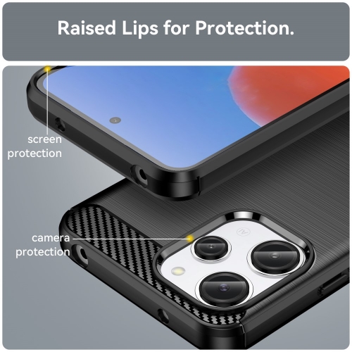 Силиконов Калъф Carbon Fibre Brushed за Xiaomi Redmi 12 4G, Черен